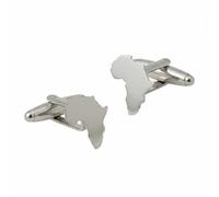 Men’s Africa Continent Cufflinks - Stainless Steel Map-Themed Cuff Links with Gift Box & Polishing Cloth - Available in Silver & Gold, normal, Stainless Steel, no gemstone