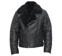 Men’s Aviator B3 Flying Cross Zip Shearling Leather Bomber Pilot Jacket BLACK 3XL