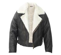 Men’s Aviator B3 Flying Cross Zip Shearling Leather Bomber Pilot Jacket CREAM S