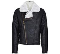 Men’s Aviator Cross Zip B3 Cream Shearling Sheepskin Brown Leather Pilot Jacket XL