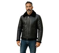 Men’s B3 Aviator Shearling Bomber Jacket - Real Sheepskin Leather Flying Pilot Coat, WWII Vintage Aviation Style