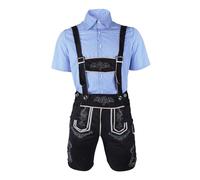 Men’s Bavarian Octoberfest Lederhosen Costume Outfits, Men’s German Bavarian Oktoberfest Costume Set for Halloween Dress Up Party and Beer Festival, Oktoberfest Costume Men, Adult Dress (Black-5, L)