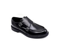 Men’s Black Double Monk Strap Moc Toe Shoes [EL0966-BLACK-40]