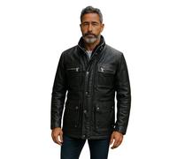 Men’s Black Genuine Lamb Leather Military Safari Parker Jacket Windproof Outwear Trench coat