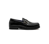 Men’s Black Leather Single Buckle Monk Loafers Shoes - Handcrafted Slip-On Loafers with Round Toe, Metal Buckle & Double Sole, Classic Retro Style[G859-W6-BLACK-44]