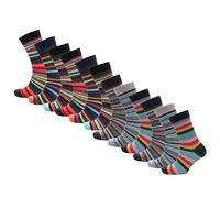 Men’s Black Socks with Reinforced Striped Design, Pack of 12 Pairs, Multipack Socks in UK Sizes 6-11, Perfect for Everyday Wear and Long-Lasting Use (Design 1)