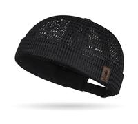 Men’s Breathable Brimless Docker Hat Lightweight Mesh Skull Cap for Summer Outdoor Wear Casual Adjustable Cap (Black)