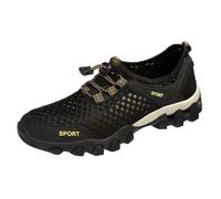Men’s Breathable Mesh Trail Hiking Shoes, Lightweight Quick Dry Outdoor Trekking Trainers, Non Slip Durable Rubber Sole Sneakers, Supportive Wide Fit Footwear for Camping, Fishing and River Walking