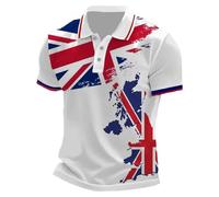 Men’s British Flag Polo Shirt Patriotic Union Jack Tee Short Sleeve Casual Golf Top King's Birthday Celebration England Football Outfit (#31, XXXL)