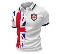 Men’s British Flag Polo Shirt Patriotic Union Jack Tee Short Sleeve Casual Golf Top King's Birthday Celebration England Football Outfit (#32, L)