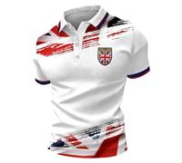 Men’s British Flag Polo Shirt Patriotic Union Jack Tee Short Sleeve Casual Golf Top King's Birthday Celebration England Football Outfit (#33, M)