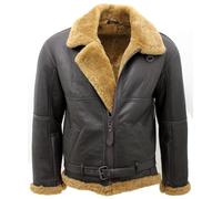 Men’s Brown RAF Real Shearling Sheepskin Flying Leather Jacket With Ginger Fur