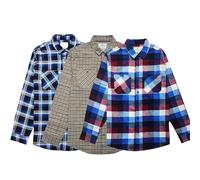 Men’s Button Down Checked Shirts Two Pocket 100% Cotton Long Sleeve Regular Fit Flannel for Adult, Size S to 2XL (UK, Alpha, XL, Regular, Regular, 3 Pack_Beige.green/blu.red/blu.white_Style-1)
