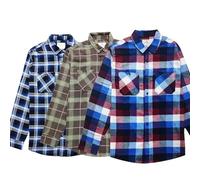 Men’s Button Down Checked Shirts Two Pocket 100% Cotton Long Sleeve Regular Fit Flannel for Adult, Size S to 2XL (UK, Alpha, L, Regular, Regular, 3 Pack_Blu.white/Blu.red/Khaki_Style-1)