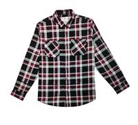 Men’s Button Down Flannel Checked Shirts Two Pocket 100% Cotton Long Sleeve Regular Fit Flannel for Adult, Size S to 2XL (UK, Alpha, M, Regular, Regular, Black/Red Style-2)