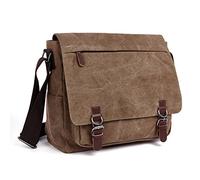 Men’s Canvas Messenger Bag with Retro Style, Large Shoulder Bag Crossbody Satchel for Laptop, Business, and Casual Travel, Durable Fashion Work Bag with Buckle Closure