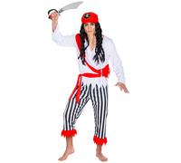 tectake Men's Captain One-eyed Henry Pirate Costume in White | Size: Large TECTAKE White L