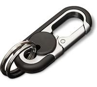 Men’s Car Key Chain, Heavy Duty Double Layer Anti-Loss Car Keychain Fashion Keychain Key, Premium Car Keychain for Men, Men's Metal Waistband Car Keychain, High-elasticity Buckle (Black)
