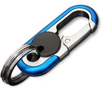 Men’s Car Key Chain, Heavy Duty Double Layer Anti-Loss Car Keychain Fashion Keychain Key, Premium Car Keychain for Men, Men's Metal Waistband Car Keychain, High-elasticity Buckle (Blue)