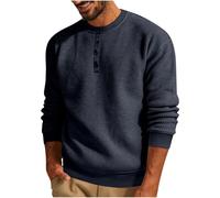 Men’S Casual Crew-Neck Waffle-Knit T-Shirt: Solid Colour Long Sleeve Texture Top, Breathable Everyday Essential For Autumn Layering & Urban Streetwear