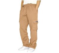 Men’s Casual Fleece Joggers Drawstring Sweatpants Trousers Cotton Stretch Athletic Pants Cargo Work Trousers Men Comfort Tracksuit Bottoms Pants Loose fit Gym Running Workout Sports (Yellow, XXXXL)
