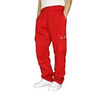 Men s Casual Fleece Joggers Drawstring Sweatpants Trousers Cotton Stretch Athletic Pants Cargo Work Trousers Men Comfort Tracksuit Bottoms Pants Loose fit Gym Running Workout Sports (zA-Red, XXL)