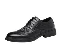 Men’s Classic Lace Up Italian Print Leather Oxfords Rubber Sole Dress Shoes for Work and Party(Negro,9 UK)