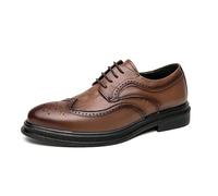 Men’s Classic Lace-Up Leather Oxford Shoes Round Toe Platform Business & Casual Spanish Style(Marrone,6.5 UK)