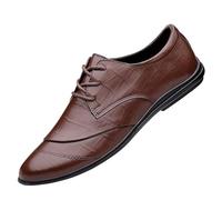 Men’s Classic Wingtip Lace-Up Oxford Shoes in Spanish Leather for Formal Weddings and Parties(Marrone,7.5 UK)