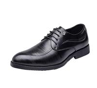 Men’s Classic Wingtip Oxford Shoes Lace Up Leather Low Top Formal Business Dress Shoes(8 UK) Black
