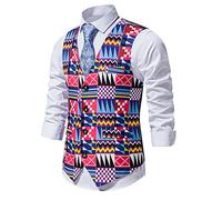 Men’s Colourful Printed Waistcoat, Vibrant Stylish Vest for Casual Wear, Fashionable Slim Fit Design, Durable & Comfortable for Daily Use, Ideal for Summer Parties and Evening Events Blue