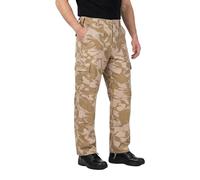 Men’s Combat Trousers US Army M65 Military Style Multi Pocket Cargo Work Pants Tactical Casual Walking Outdoor Hiking Adjustable Waist Drawstring Leg - British Desert - 38
