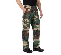 Men’s Combat Trousers US Army M65 Military Style Multi Pocket Cargo Work Pants Tactical Casual Walking Outdoor Hiking Adjustable Waist Drawstring Leg - Woodland Camo - 50