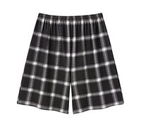 Men’s Comfortable Lounge Sleep Shorts Cotton Flannel Soft Woven Pajama Shorts Athletic Workout Lounge Sweat Shorts (Black,4XL)