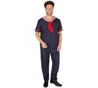 Men’s Costume Sailor Fancy Dress Outfit Men Carneval Ship Harbour Sea incl. Hat