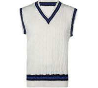 Men’s Cricket Cable Knitted Sweater Gents V Neck Sleeveless Knitted Vest Adults Plain Warm Vest Top Casual Winter Wear Cricket Playing Sports wear Sweater Plus Size S-XL Cream