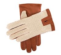 Men’s Crochet-Back Imitation Peccary Leather Driving Gloves - COGNAC / M
