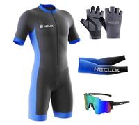 Men’s Cycling Skinsuit, Quick Dry Triathlon Suit-9D Padded-Breathable-Short Sleeve One Piece Bodysuit for Bicycle Training, Racing Bike, Cyclist Clothing， One Piece Trisuit Bike (TYP-5,4XL)