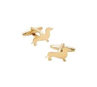Men’s Dachshund Cufflinks - Stainless Steel Dog-Themed Cuff Links with Gift Box & Polishing Cloth - Available in Silver & Gold, normal, Stainless Steel, no gemstone