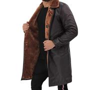 Men’s Dark Brown Lambskin Sheepskin Coat (3/4 Length) | Shearling Jacket Men • Men’s Shearling Coat • Aviator Shearling Jacket • Warm Leather Overcoat (UK, Alpha, XXL, 3XL, Regular, Regular, XXL)