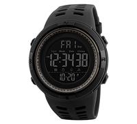 Men’s Digital Sport Watch Led Quartz Wrist Watch with Alarm Stopwatch Dual Time Zone Countdown EL Backlight Calendar Date Watches (Black-Brown)