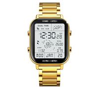 Men’s Digital Sports Multifunction Watch Stop Watch LED Display 3D Pedometer Space Astronomy Astronauts Calendar Calorie Calculation Waterproof Easy Reader Quartz Wristwatch Casual, Gold, Fashion