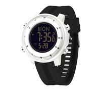 Men’s Digital Sports Watch, Waterproof Military Watch with Flashlight, Dual Time, Stopwatch Countdown Alarm Snooze, Silicone Strap Outdoor Electronic Wrist Watch for Running Gym (Black White)
