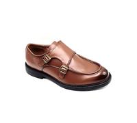Men’s Double Monk Strap Moc Toe Shoes in Brown [EL0966-CAMEL-40]