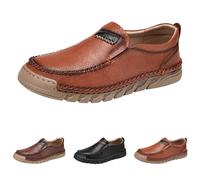 Men`s Driving Shoes, Slip On Casual Footwear, Large Size Genuine Leather Sneakers, Cozy Easy Wear Trainers, Lightweight Flexible Sole Shoes, Versatile Daily Walking Footwear Orange