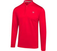 Men’s Dry Fit Long Sleeve Collarless Golf Shirt, Quick Dry Polos, Stretch Fabric - red - Medium
