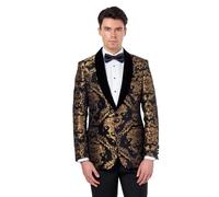 Men’s Floral Foliage Jacquard Tuxedo Jacket Tailored Fit Velvet Shawl Lapel Blazer