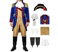 Men’s Founding Father Costume Washington Regency Uniform Complete Outfit | Authentic Colonial Style,Comfort Fabric,Full Set Costume Idea for Halloween Cosplay Stage Show & History Theme Party