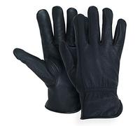 MEN`S FULL GRAIN BLACK DEERSKIN LEATHER GLOVES LINED 40 GRAM (American Fur), Black, Large