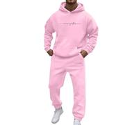Men’s Full Tracksuit Set 2 Pieces Hoodies Sweatsuit Sets Workout Top & Bottom Sets Sports Jogging Suit Set Trendy Jacket Suit Sweat Outfits Winter Outfits for Men Holiday Clothes (M) Pink